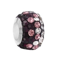 DIY charm bead with micro-pave purple and pink crystals for stylish bracelets - Dark Purple Pink Pavé Bead (#33) / Colorful Silver