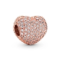 Roségouden hartkraal met pavé-kristallen voor DIY-bedelarmbanden en sieraden - Roségoud Pavé Hart Kraal