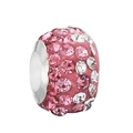 Pink micro-pave rhinestone large hole bead charm for DIY fashion jewelry bracelets - Pink White Pavé Large Hole Bead (#35) / Pink White Silver