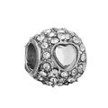 Zilveren bedel met hartvormig kristal en zirkonia voor DIY-armbanden en sieraden - Zilveren Hart Pavé Kraal