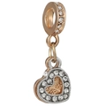 Perla a forma di cuore bicolore con cristalli bianchi brillanti e dettaglio inciso S925 - Cuore Pendente Cavo Bicolore Oro Rosa (40)