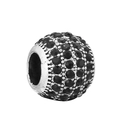 Zilveren bedel met zwarte pavé kristallen voor DIY-armbanden en sieraden maken - Zwarte Pavé Kraal