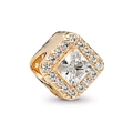 Charm carré en or rose avec grand cristal central et petits zircons scintillants - Carré Princesse Or Rose (13#)