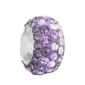 Purple crystal pavé clay bead charm for DIY bracelets with a large hole core - Purple White Pavé Cylinder Bead (#37) / Purple White Silver