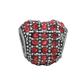 Silver heart charm with red rhinestones for DIY bracelets, perfect holiday gift jewelry - Red Heart Bead (#39)