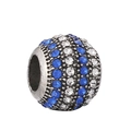 Sprankelende bedel met blauwe en heldere strass-steentjes voor doe-het-zelf armbanden - Blauw Zilver Gestreepte Pavé Bol