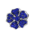 Sparkling five-petal clover alloy bead with navy blue rhinestones for DIY bracelet - Blue Flower Bead (#42)