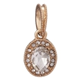 Charme trèfle à quatre feuilles en or rose avec un cristal ovale scintillant - Halo Ovale Or Rose (17#)