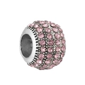 Sprankelende roze strass kraal met groot gat voor gepersonaliseerde DIY armbanden - Roze Pavé Kraal met Groot Gat
