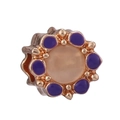 Charme de fleur en or rose avec pétales en émail violet et centre en pierre rose - Fleur en Émail Violet (19#)