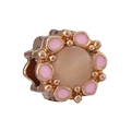 Charm fleur en or rose avec émail rose et pierre centrale pour bracelet bijoux - Fleur en Émail Rose (20#)