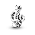 Silver treble clef charm with pavé-set clear zircons for beaded bracelets - Treble Clef Pavé Charm (#43) / White Zirconia Silver