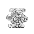 Sparkling silver crystal heart bead with micro-pave setting for DIY charm bracelets - Geometric Pavé Deco Charm (#44) / White Zirconia Silver