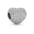 Zilveren hartbedel met heldere pavé-stenen voor het maken van DIY-armbanden - Hartvormig Zilver Pavé