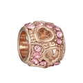 Rose gold hollow heart charm with pink crystals for DIY bracelets and jewelry - Pink Rose Gold Heart Bead (#47)