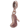 Rose gold high heel charm with pink crystals for European style DIY bracelets - High Heel Rhinestone Style (3)