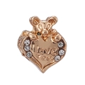 Pendentif cœur en or rose avec ours et gravure I Love You et cristaux blancs - Ours Cœur Or Rose (23#)