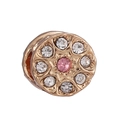 Abalorio en oro rosa con piedra central rosa y cristales blancos para pulseras de bricolaje - Estilo Racimo Flor Piedra Rosa Oro Rosa (029) / 4mm (Especificación Estándar)