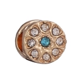 Abalorio de flor oro rosa con piedra azul y circonitas blancas para pulseras de bricolaje - Estilo Racimo de Flores Azul Cielo Oro Rosa (027) / 4mm (Especificación Estándar)
