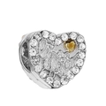 Silver heart charm with Love you engraving and gold heart accent for DIY bracelets - Love You Engraved Heart Bead (#48) / Silver Gold