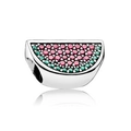 Sparkling watermelon charm bead with red and green zircon pavé for jewelry making - Red Green Rhinestone Watermelon Charm (#49)