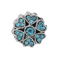 Blue heart flower charm bead for bracelets with sparkling rhinestones and silver finish - Normal Specification / Sky Blue Heart Flower Style (021)