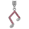 Silver musical note charm with pink rhinestones for DIY bracelets and necklaces - Pink Musical Note Style (#2)
