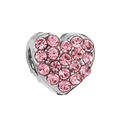 Pink pave heart charm bead in silver metal for DIY jewelry bracelets and necklaces - Silver Pink Pavé Heart (#50)