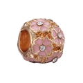 Charme en or rose avec fleurs en émail rose et cristaux scintillants pour bracelets - Fleur Rose Or Rose (30#)
