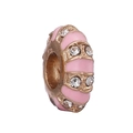 Perle rayée rose plaquée or avec zircons pour bracelets à breloques personnalisés - Pierre à Rayures Or Rose (31#)
