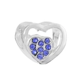 Abalorio de corazón plateado con piedras azules para pulseras y collares de bricolaje - Estilo Corazón Azul Plata (026)