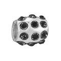 Silver-plated large hole bead accessory with pavé black crystals for DIY bracelets - Black Cylinder Large Hole Bead (#2)