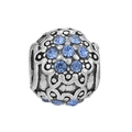 Sky blue crystal heart charm in vintage oxidized silver finish for DIY bracelets - Sky Blue Flower Cluster Hollow Bead (#4)