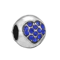 Silver bead charm featuring a blue rhinestone heart design for DIY bracelets - Dark Blue Heart Ball (#8)