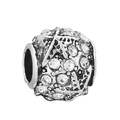 Silver lucky four-leaf clover charm with sparkling rhinestones for DIY bracelets - Full Zircon Large Hole Bead (#58) / White Zirconia Silver