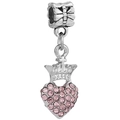 Pendentif cœur couronne en argent avec cristaux roses pour bracelets DIY - Style Cœur Zirconia Rose Couronne (#6)
