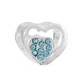 Charm cœur argenté avec micro-pavé de cristaux bleu ciel pour bijoux DIY - Cœur dans le Cœur Argenté (38#)