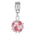 Pendentif en pierre précieuse rose avec griffes argentées pour bracelets - Style Boule Facettée Rose (#32)