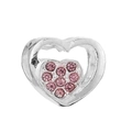 Pendentif double cœur argenté avec cristaux roses étincelants pour bracelets DIY - Cœur Imbriqué Rose Argenté (39#)