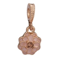 Rose gold daisy flower pendant with pink enamel petals and amber rhinestone for bracelets - Rose Gold Pink Daisy (#11)