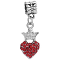 Pendentif cœur couronne argenté avec cristaux rouges pour bracelets et colliers - Style Cœur Zirconia Rouge Couronne (#4)