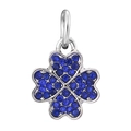 Pendentif trèfle en argent avec pétales en cœur sertis de cristaux bleus brillants - Trèfle de Cœur Bleu Argenté (41#)