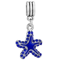 Blue starfish pendant charm with sparkling crystals for DIY bracelets and necklaces - Blue Rhinestone Starfish Pendant (#11)