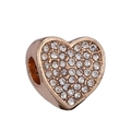 Hollow heart-shaped rose gold alloy bead with white zircon pavé setting for jewelry - Rose Gold Pavé Heart (#52)