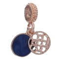Rose gold heart charm with dark blue enamel swirl and mesh pendant for bracelets - Double Layer Blue Enamel Hollow Style (4)