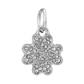 Élégant pendentif trèfle argenté avec pavage en cristaux scintillants et anneau métal - Trèfle Pierre Blanche Argenté (44#)