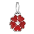 Exquisite silver-tone flower pendant with red enamel petals and a central crystal accent - Red Rhinestone Five-Petal Flower Style (025)