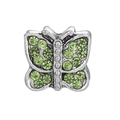 Silver butterfly charm with light green rhinestones for DIY bracelets and jewelry - Light Green Butterfly Style (#17)