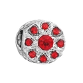 Charme de fleur en argent avec pierres rouges pour bracelets personnalisés - Style Bouquet de Fleurs Rouge (#10)