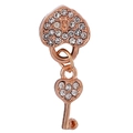 Pendentif serrure cœur et clé en or rose avec micro-pavage de zircons blancs - Clé et Cœur Or Rose (47#)